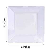 White 6 Inch Square Plastic Disposable Appetizer Plates With Glossy Finish 10 Pack 