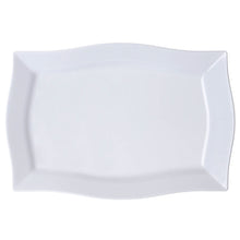 10 Pack Plastic Disposable Rectangular Plates 12 Inch White With Glossy Finish & Wave Trimmed Rim#whtbkgd