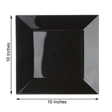 Black 10 Inch Square Plastic Disposable Dinner Plates With Glossy Finish