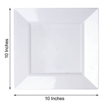 10 Pack Of Modern White Square Plastic Disposable Dinner Plates With Glossy Finish 10 Inch