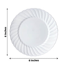 12 Pack | 6inch White Flair Rim Plastic Dessert Appetizer Plates, Round Disposable Salad Plates