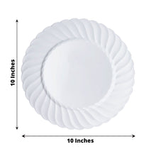 12 Pack | 10inch White Flair Rim Plastic Dinner Plates, Round Disposable Party Plates