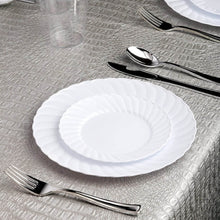 12 Pack | 10inch White Flair Rim Plastic Dinner Plates, Round Disposable Party Plates
