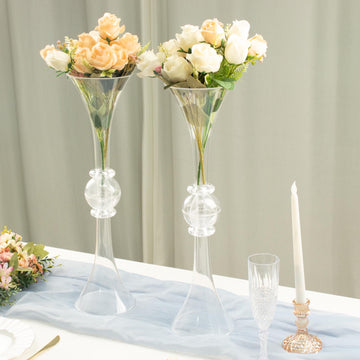 Clear Crystal Embellishment Trumpet Table Centerpiece - Elevate Your Event Decor