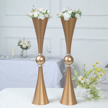 2 Pack Gold Crystal Plastic Trumpet Reversible Vases 27 Inch