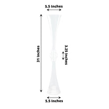 31 Inch - Clear Crystal Plastic Reversible Trumpet Flower Vase - 2 Pack