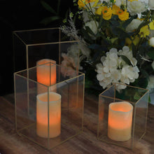 Clear Acrylic Pillar Candle Holders Gold Trim for Floral Display