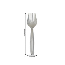 Heavy Duty Plastic Disposable Fork 10 Inch In Titanium Silver 