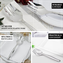 10 Inch Heavy Duty Plastic Fork In Titanium Silver Disposable