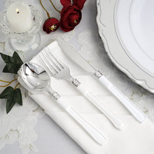 7 Inch Light Silver Heavy Duty Plastic Forks With White Handle 25 Pack 