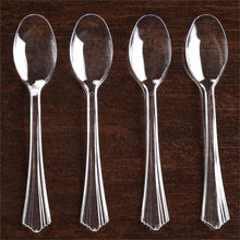 Heavy Duty Plastic Clear Classic Disposable Spoons 7 Inch 25 Pack#whtbkgd