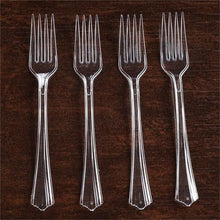 Disposable 7 Inch Clear Classic Heavy Duty Plastic Forks 25 Pack#whtbkgd