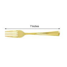 25 Pack - 7inch Metallic Gold Heavy Duty Plastic Forks, Plastic Utensils