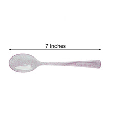 25 Pack Transparent Blush Glitter Classic Heavy Duty Plastic Spoons, Sparkly Disposable Utensils