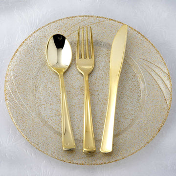 Create a Memorable Event with Our Metallic Gold Plastic Flatware and Cutlery Set