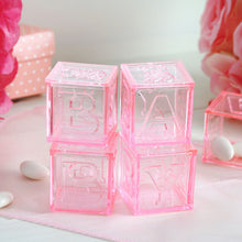 12 Pack | 2 inch Pink Fillable Baby Shower Favor Boxes, Party Decoration Blocks