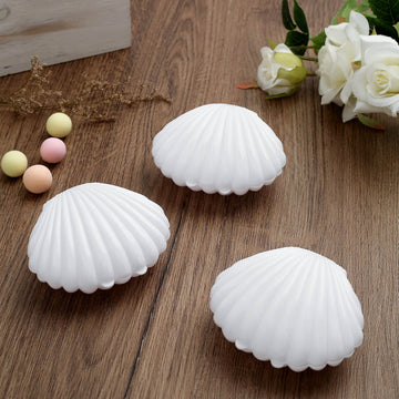 12 Pack White Seashell Beach Theme Candy Container Gift Boxes