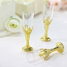 12 Pack Clear Plastic Flutes with Gold Stem for Champagne 4 Inch Glass Party and Gift Favors