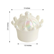 Pack of 12 White Mini Crown Fillable Favor Gift Candy Treat Containers with Iridescent Dome Lids 3 Inch