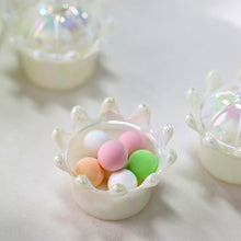 3 Inch White Iridescent Dome Lids Mini Crown Fillable Favor Gift Box Candy Treat Containers Pack of 12