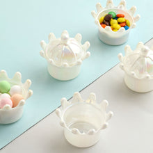 3 Inch White Fillable Favor Gift Box Candy Treat Containers with Iridescent Dome Lids in Mini Crown Style Pack of 12