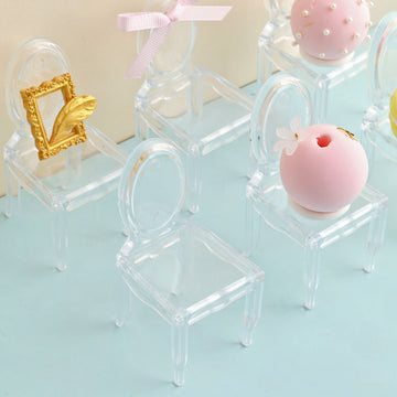 Clear Plastic Mini Ghost Chair Party Favor Gift Holders - Perfect for Event Decor
