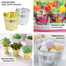 2 Inch Gold Mini Planter Party Favor Candy Gift Box in Pail Bucket Style 12 Pack