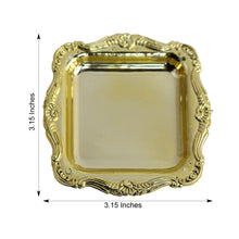 12 Pack Mini Gold Baroque Square Candy Serving Plates Party Favor 3 Inch x 3 Inch