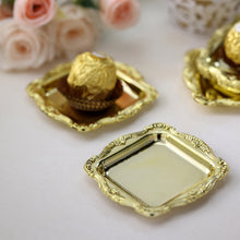 12 Pack of 3 Inch x 3 Inch Square Baroque Gold Mini Candy Serving Plates Party Favor 