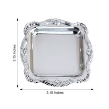 12 Pack Mini Silver Baroque Square Candy Serving Plates Party Favor 3 Inch x 3 Inch