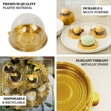 50 Gold And Clear Plastic Cupcake Containers 3 Inch Round Dome Party Favors