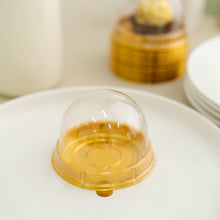 Gold And Clear Plastic Cupcake Boxes 50 Pack 3 Inch Round Dome Party Favors