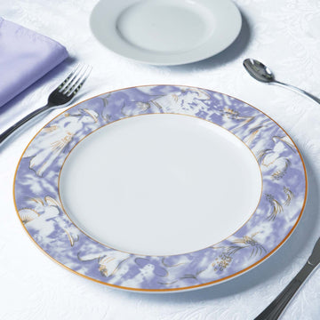 Elevate Your Dining Experience with White/Violet Porcelain Dinner Plates