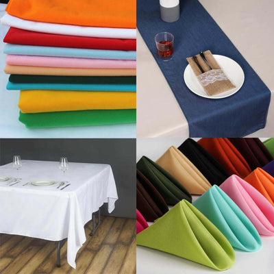 Colorful fabric options for table settings and decor.