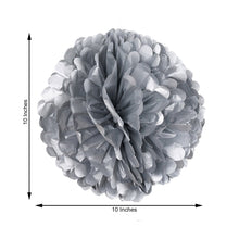 Silver paper flower with measurements of 10 inches and 10 inches, used for balloon & décor garlands, ceiling hanging decor