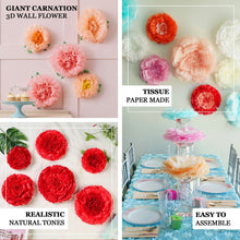 2 Size Pack | Carnation Blue 3D Wall Large Tissue Paper Flowers Wholesale - 12",16"
