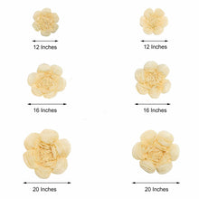 6 Pack Ivory & Cream Giant Paper Flowers Peony Assorted Sizes - 12" | 16" | 20"