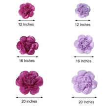 6 Pack Lavender Lilac and Eggplant Giant Paper Flowers Peony Assorted Sizes