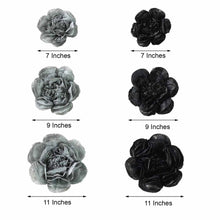 Pack of 6 - Peony Paper Artificial Flowers | Wall Flowers | Assorted Size 7" | 9" | 11" - Black/Charcoal Gray