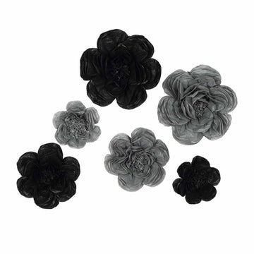 Transform Your Space with Black / Charcoal Gray Peony 3D Paper Flowers