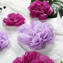 Pack of 6 - Lavender Lilac and Eggplant Assorted Size Paper Peony Flowers#whtbkgd