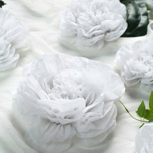 6 Pack White Assorted Size Paper Peony Flowers - 7" | 9" | 11"#whtbkgd