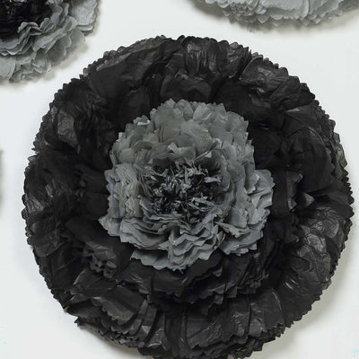 Black and gray tissue paper flower decoration