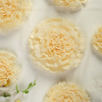 Transform Your Space with Cream Giant Carnation 3D Paper Flowers