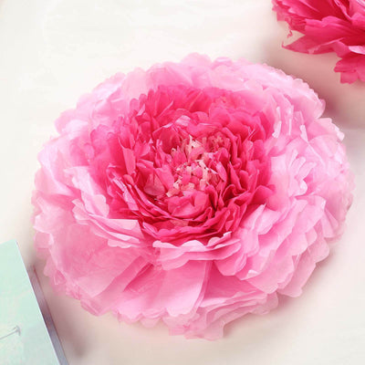 Pink paper flower decoration for events and parties.