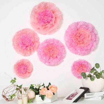 Elegant Blush Pink Carnation Paper Flowers for Stunning Wall Decor