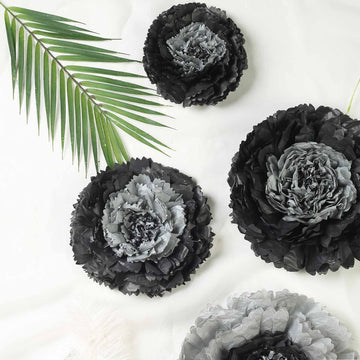 Elegant Charcoal Gray Carnation 3D Paper Flowers Wall Decor