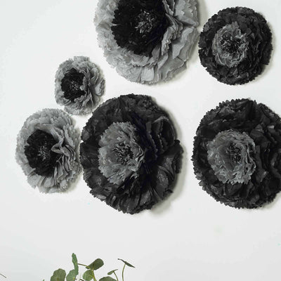 Black and grey floral wall decor arrangement