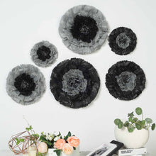 Pack of 6 | Charcoal Grey | Multi-size Carnation 3D Giant Paper Flowers | Paper Flower Backdrops Wedding Wall | 7”/9”/11”
