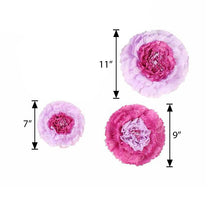 Floral Backdrop Decor - Set of Four Giant Pink and Purple Paper Flowers with Measurements